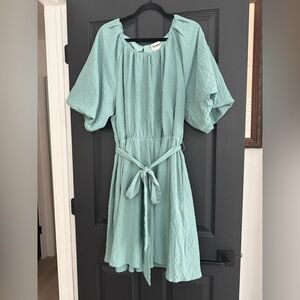 Arula Mint Textured Tie-Waist Dress